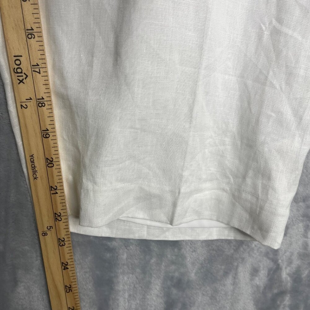 Talbots 100% Linen Bristol Crop Pant White Woemns Plus Size 22W Petite High Rise - Picture 9 of 10